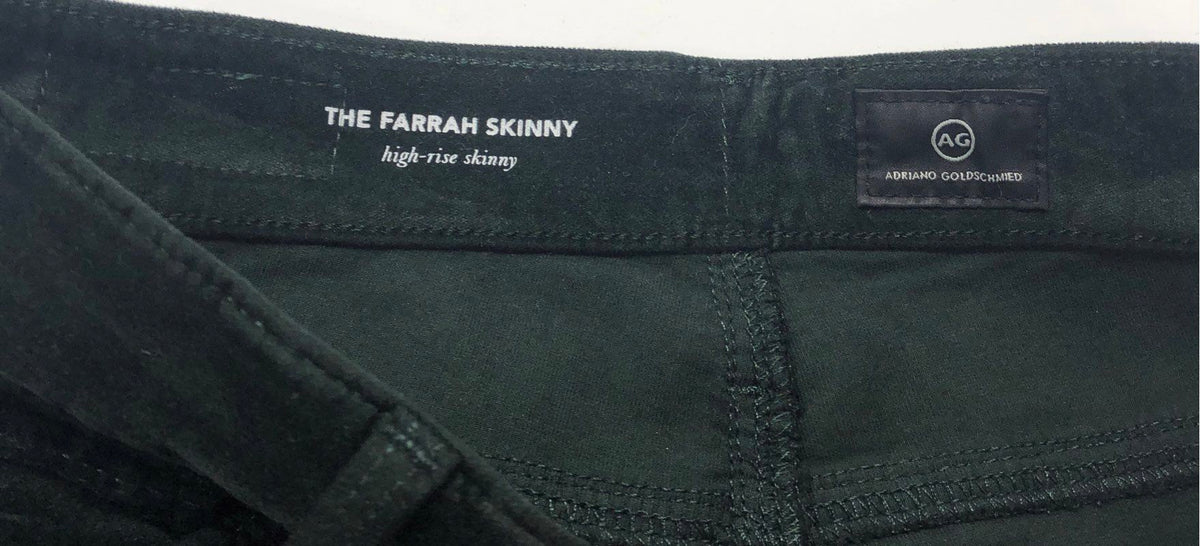NWT AG Women's Green The Farrah Skinny High Rise Corduroy Pants Size 25