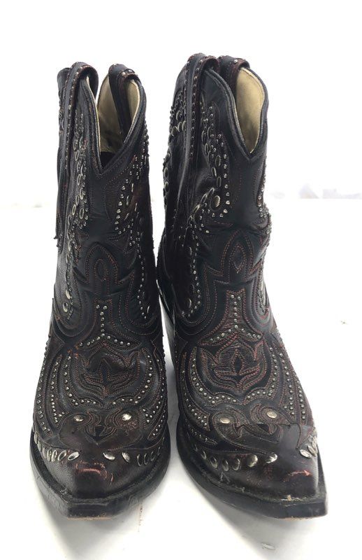 Corral G1075 Red Black Distressed Studded Western Cowboy Boots Women's Size 7