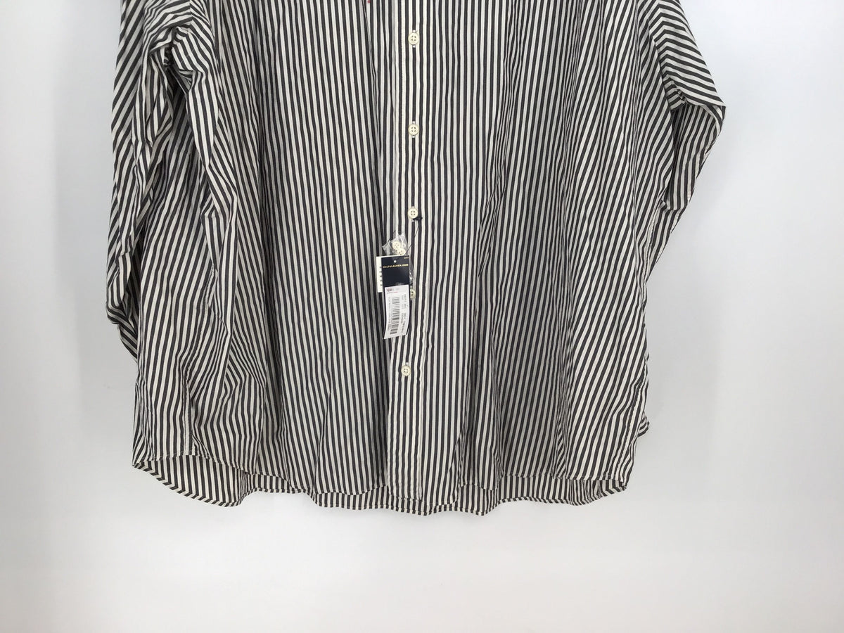 NWT Ralph Lauren Men&#39;s Black White Striped Classic Fit Button-Down Shirt- Sz 3XB