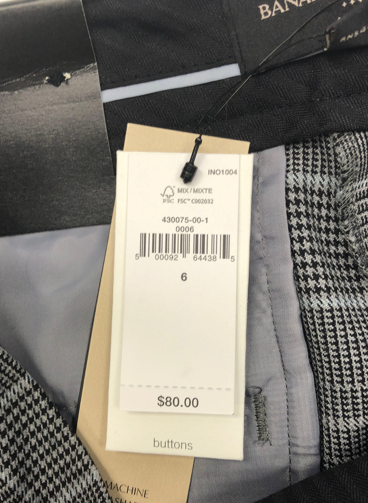 Banana Republic Women's Avery Gray Glen Plaid Slim Ankle Pants Sz 6 NWT