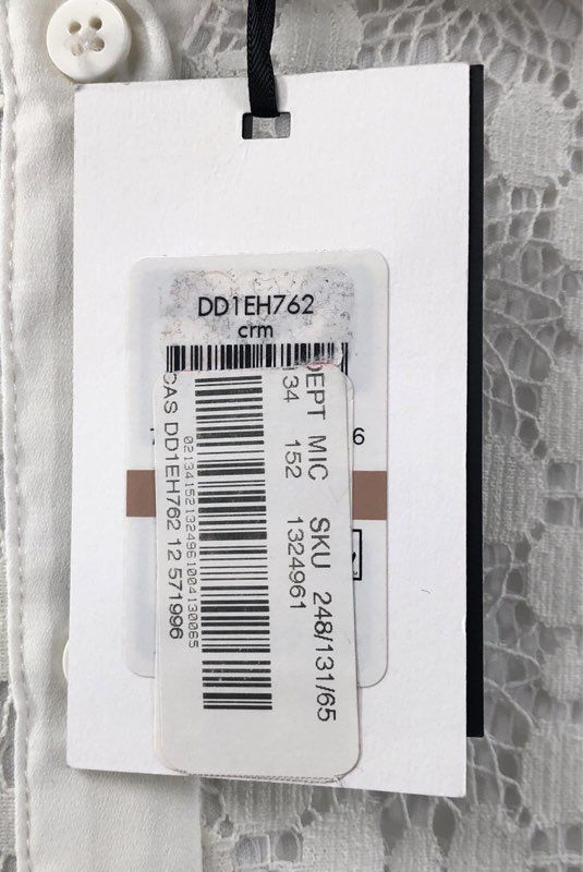 DKNY Women's White Sleeveless Lace Tiered Button Down Shirt Dress NWT Sz 12