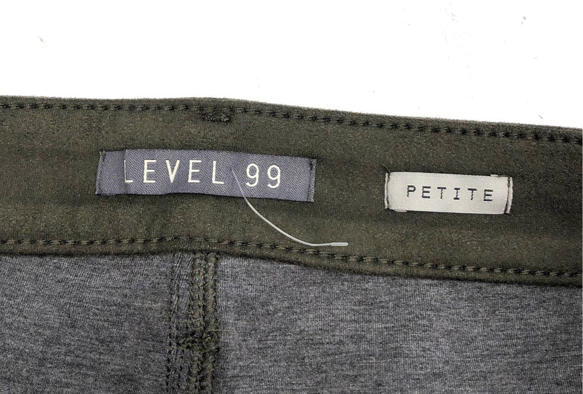 Level 99 Women's Olive Green Faux Suede Tapered Skinny Pants Size 29P