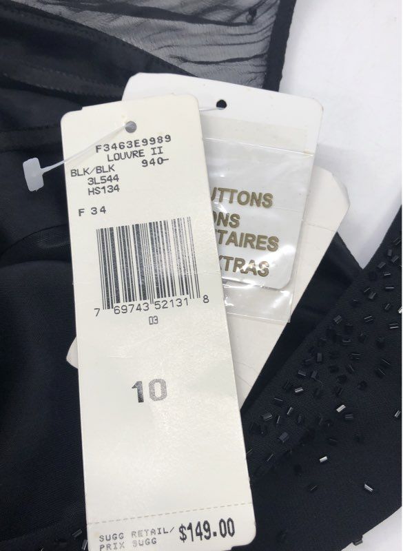 Vintage Jones New York Women's Louvre II Black Beaded Scoop Neck Dress NWT Sz 10