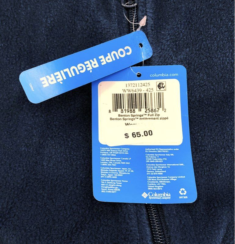 Columbia Women's Benton Springs Full Zip Fleece Jacket Navy Blue Sz 3X NWT