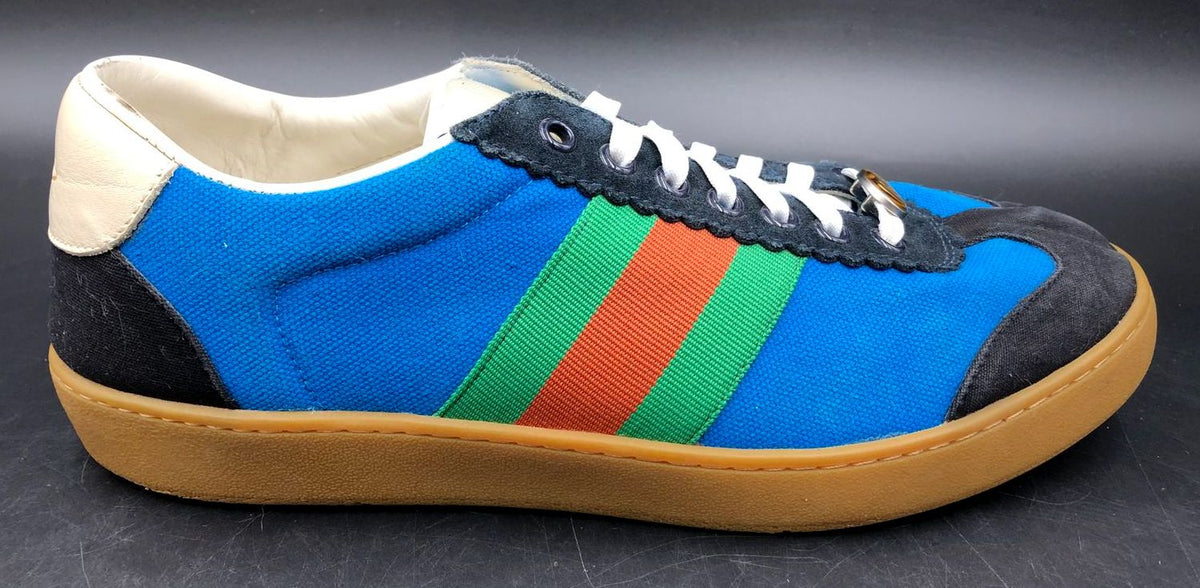 Gucci G74 Nylon 'Bright Blue' Men's Sneakers with Web Stripes - Size 43 (+COA)