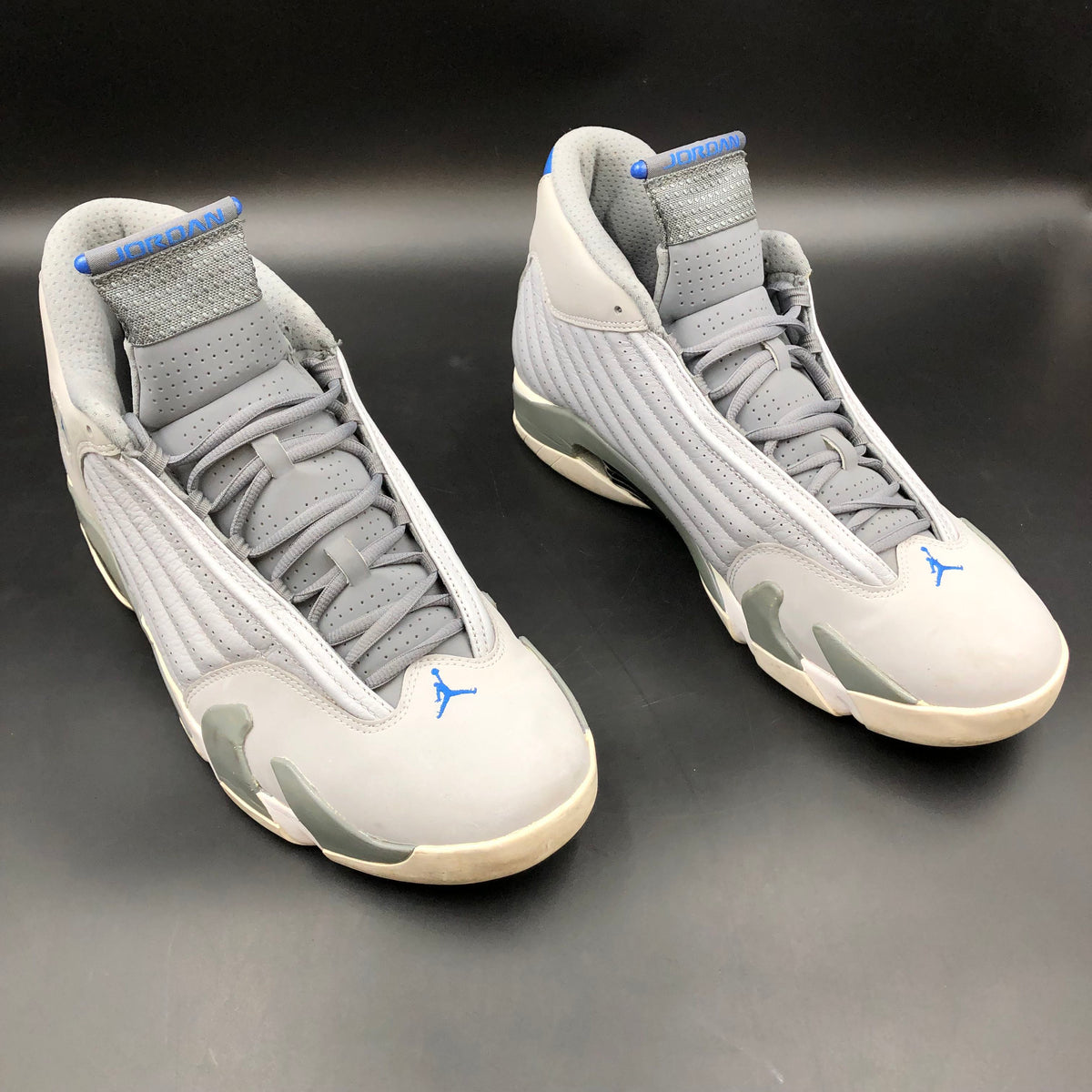 Nike Air Jordan 14 Retro Wolf Grey Sport Blue Sneakers Size 14 COA