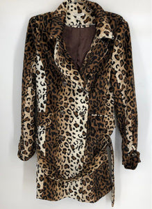 Boston Proper Women's Brown Animal Print Trench Coat - Size 8