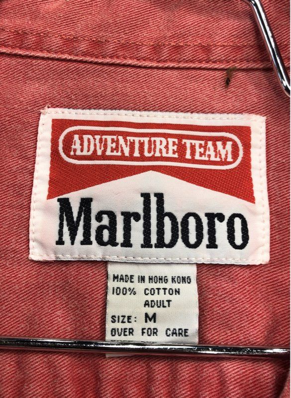 Marlboro Men's Red Button-Up Shirt - Size M