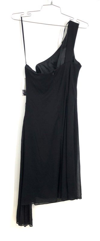 Alex Evenings Women's Black One Shoulder Draped Ruched Cocktail Dress Sz 6 NWT