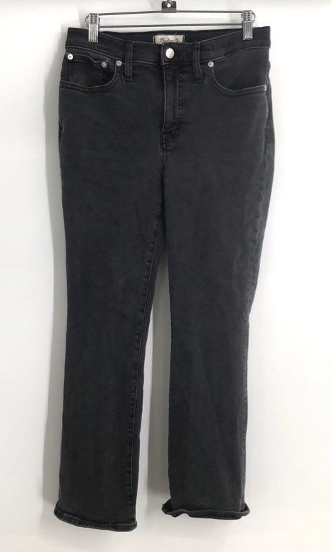Madewell Women's Mid-Rise Kick Out Jeans Faded Black Stretch Denim Size 27