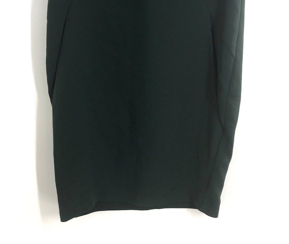 Whistles Women's Dark Green Flutter Sleeve V-Neck Crepe Shift Dress Sz 2