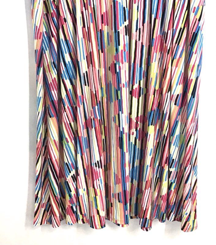 Anne Klein Women's Pink Pansy Combo Multicolor Stripe Sleeveless Dress XL NWT