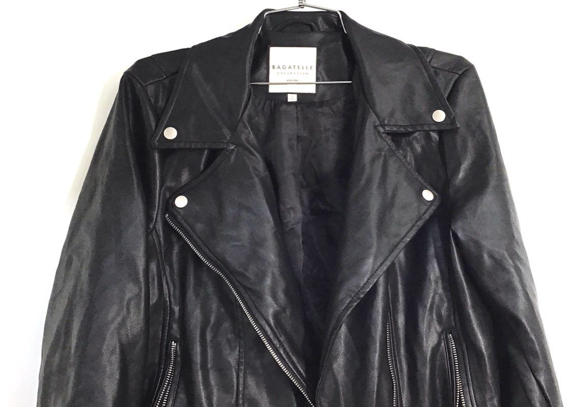 Bagatelle Collection Women's Black Faux Leather Moto Biker Jacket Size L