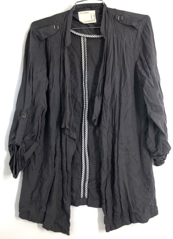 Life in Progress Women's Gray Open Front Utility Rayon Jacket Epaulettes Sz XS