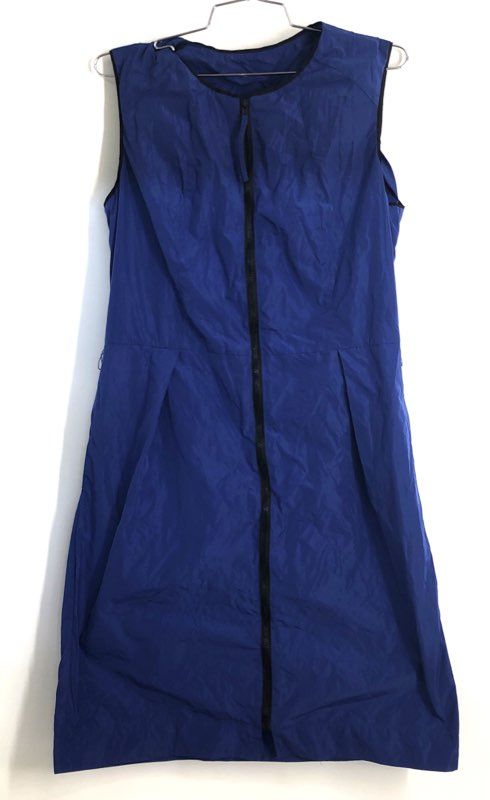 Lilli Sucre Women's Blue Full Zip Sleeveless Dress Polyester Pockets Sz ML