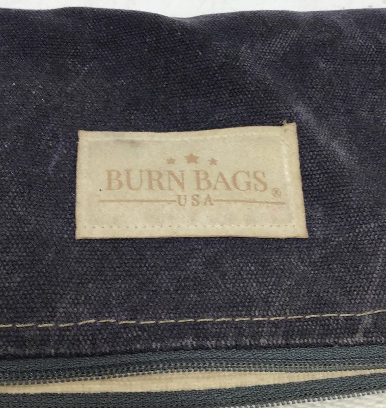 Burn Bags USA Navy Blue Cream Canvas Fire Hose Foldover Crossbody Bag