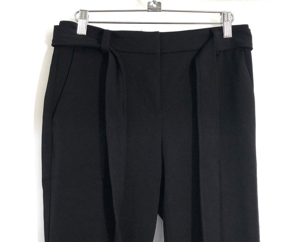 LOFT Women's The Devin Slim Pants Black Tie Waist Cuffed Petite Sz 0P NWT