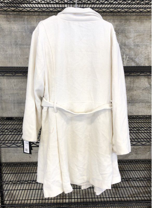 Steve Madden Women's Ivory Ruffle Belted Jacket Leopard Lining NWT 3X