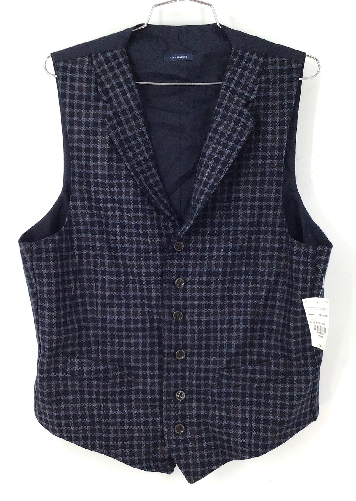 Y2K 2000s NWT Stafford Men's Blue Navy Grid Vest - Size M