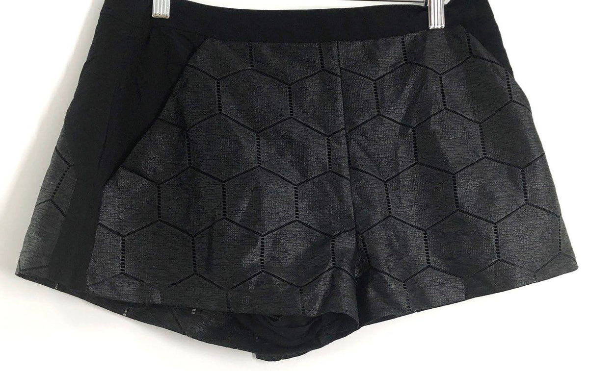 Suboo Women's Black Hexagon Pattern Paneled Shorts Size US 8 NWT