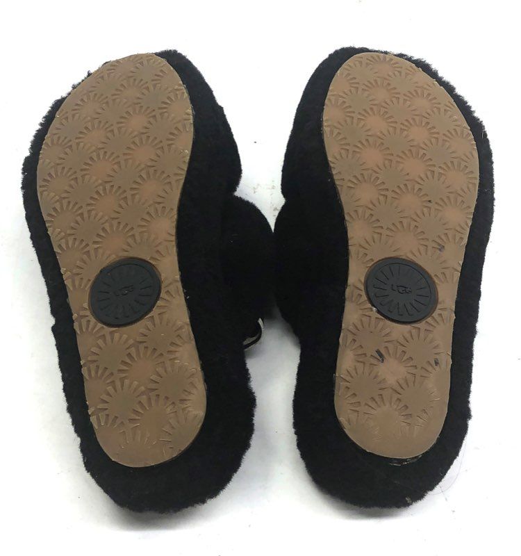 UGG Oh Yeah Black Shearling Slingback Slide Slippers Women's Size 8