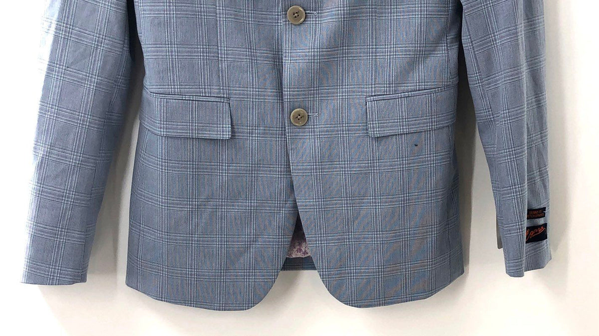 Egara Men's Blue Plaid Skinny Fit Stretch Blazer Sport Coat Jacket Sz 34R NWT