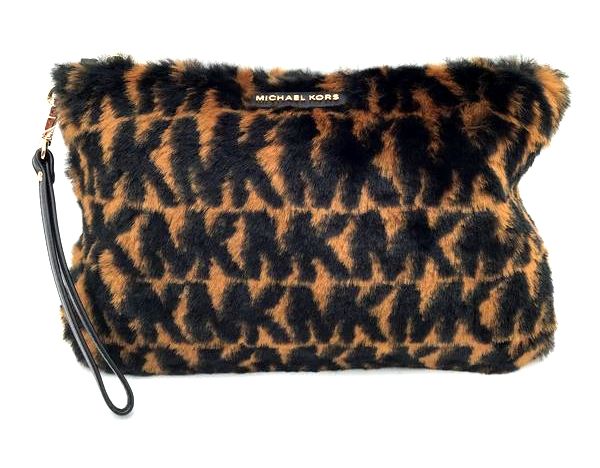 Michael Kors Brown &amp; Black Faux Fur Wristlet (+COA)