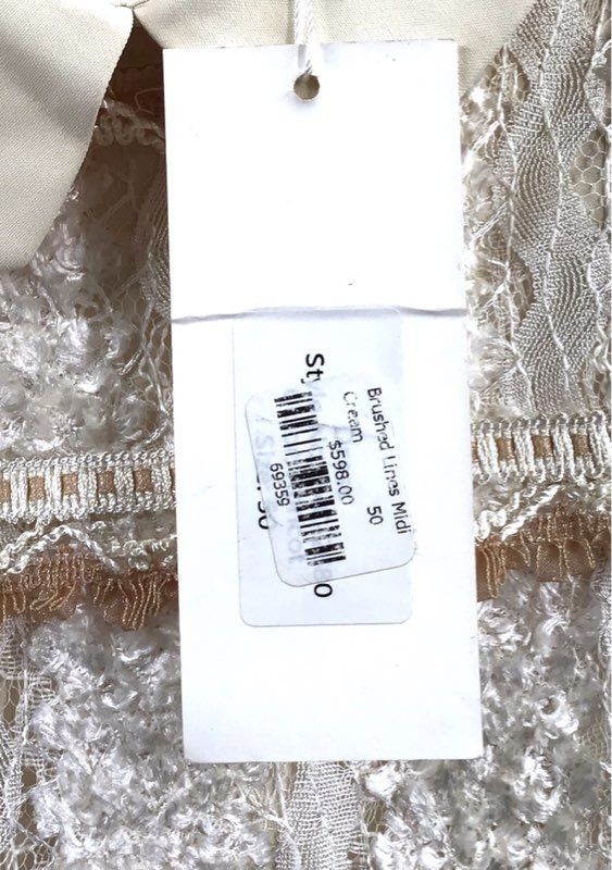 LunaLuna Women's Cream Brushed Lines Lace Midi Dress Long Sleeve NWT Size 50