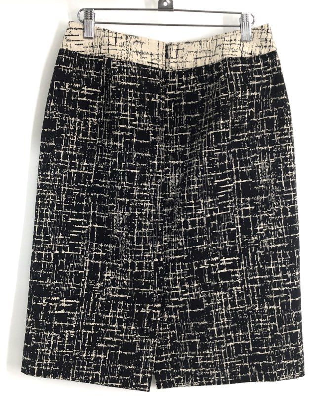 Kasper Women's Black White Abstract Print Cotton Blend Pencil Skirt Petite 6P