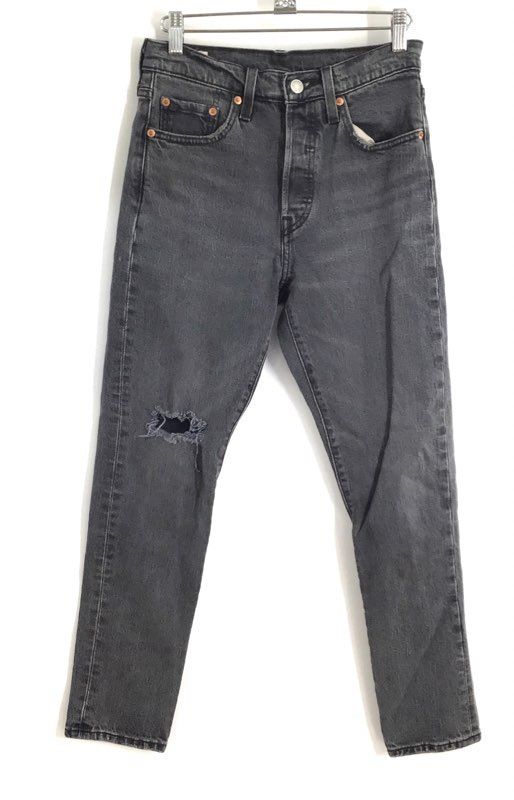 Levi's Women's 501 Original Gray High Rise Distressed Button Fly Jeans Sz 25x28