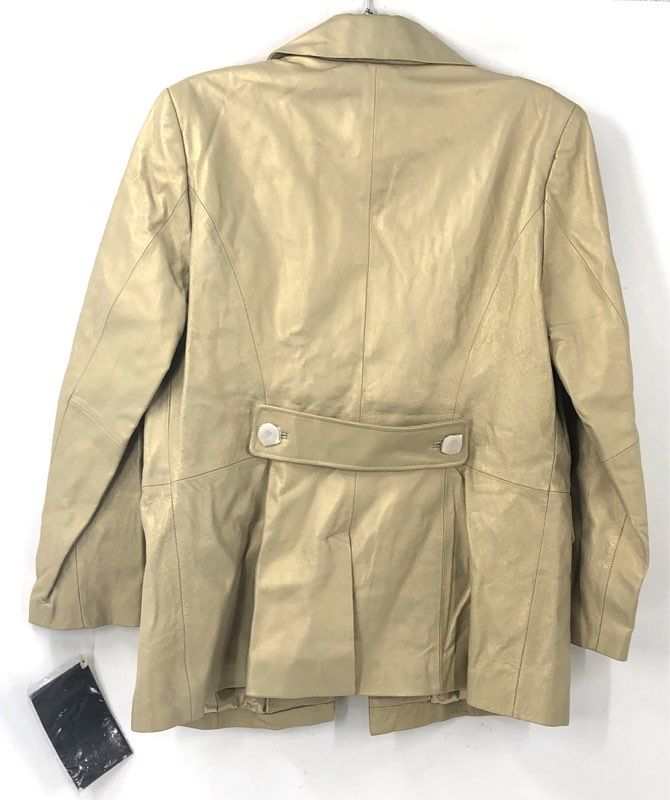 NWT Terry Lewis Women's Gold Leather Blazer - Size PM