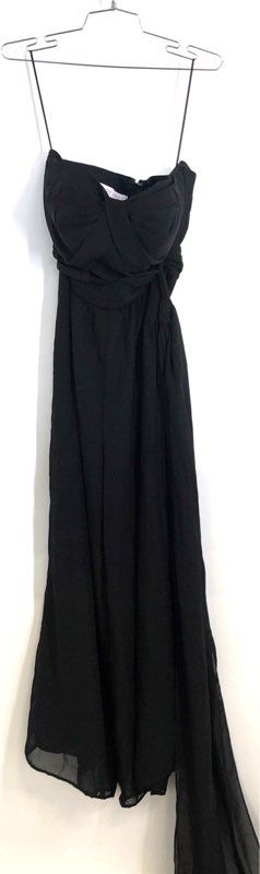 Birdy Grey Women's Black Pleated Bodice Spaghetti Strap Maxi Dress Sz S