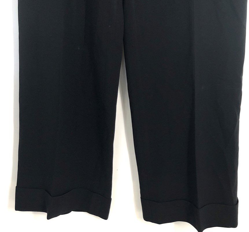 Ann Taylor Women's Audrey Black Wide Leg Cuffed Hem Tailored Pants Sz 2