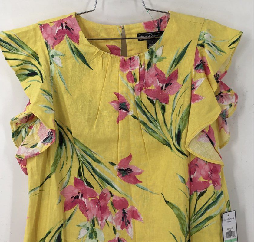 NWT Jessica Howard Women's Yellow Floral Mini Dress - Size 8
