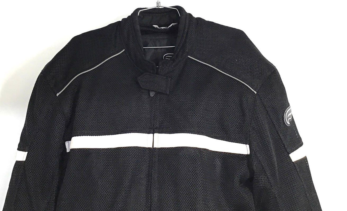 Fulmer Men's Black Mesh Armored Motorcycle Jacket Reflective Breathable Sz L