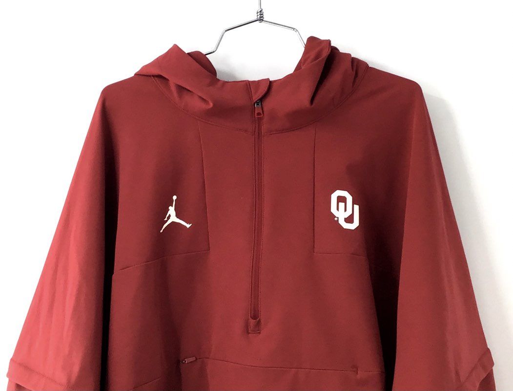 Jordan Men's Oklahoma Sooners OU Pullover Jacket Red Hooded Half Zip Sz 3XL