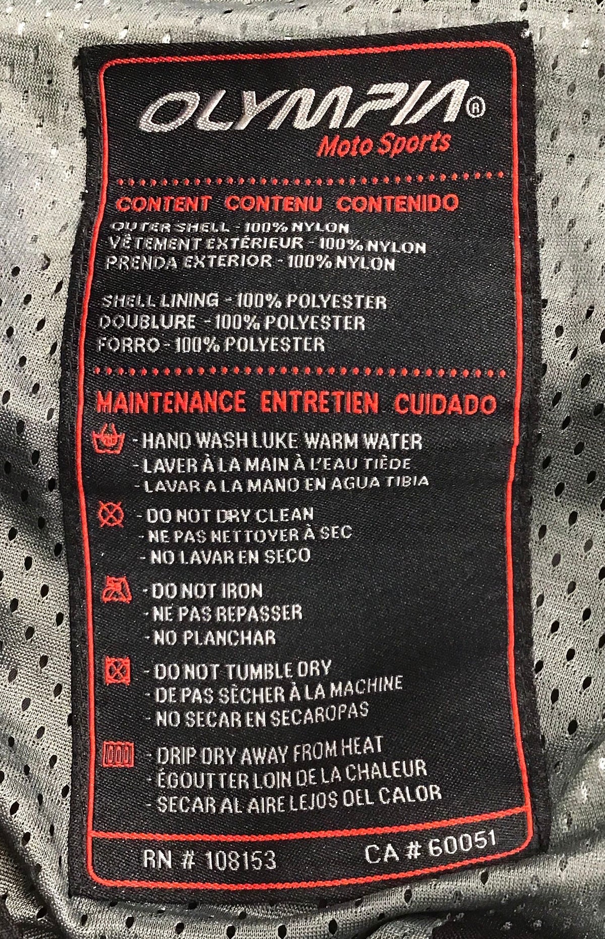 Olympia Men's Black Protective Gear Motorcycle Pant - Size 40