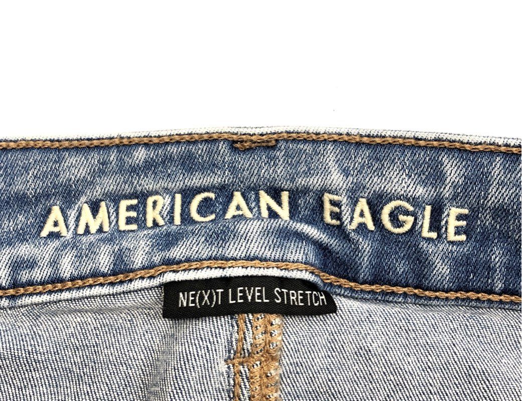American Eagle Women's Blue Ne(x)t Level Stretch Distressed Skinny Jeans Sz 2S