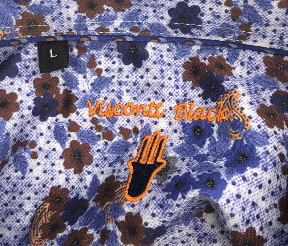 Luchiano Visconti Men's Shirt Blue Brown Floral Paisley Stretch Cotton Sz L NWT