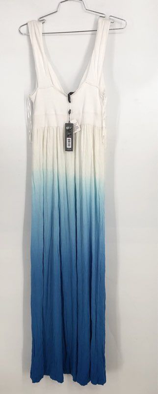 NWT Kristin Davis Women&#39;s White Blue Ombre Maxi Dress - Size XS