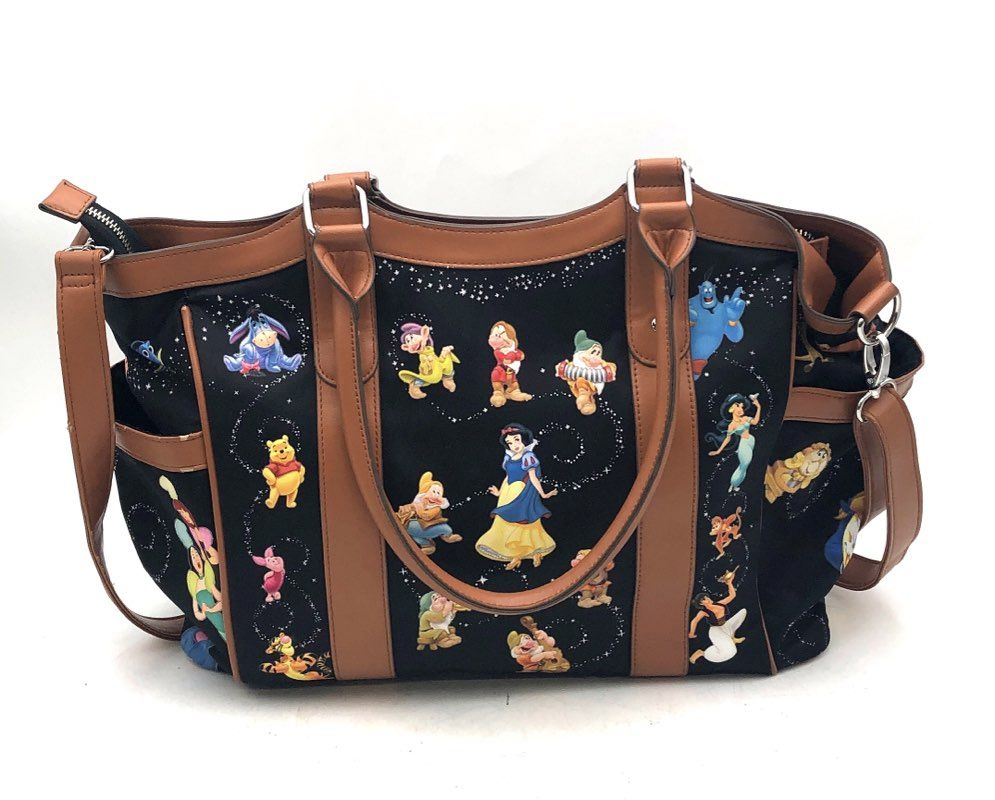 Bradford Exchange Disney Characters Black Fabric Tote Bag Crossbody Satchel