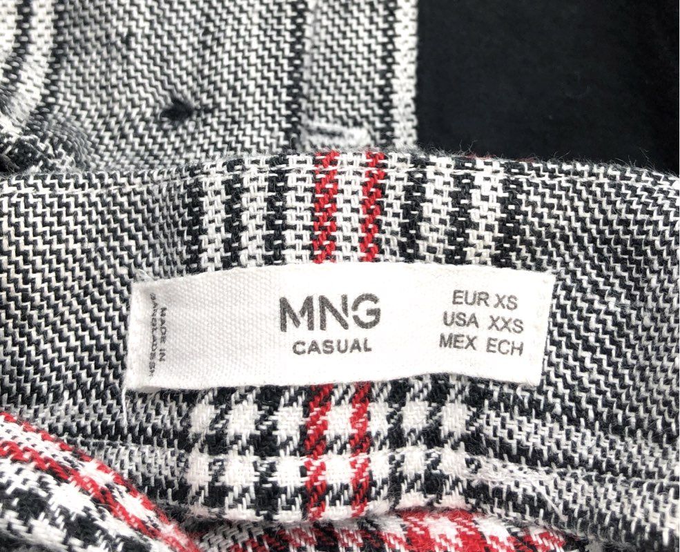 Mango MNG Casual Women's Plaid Wide Leg Jumpsuit Cutout Button Back XXS