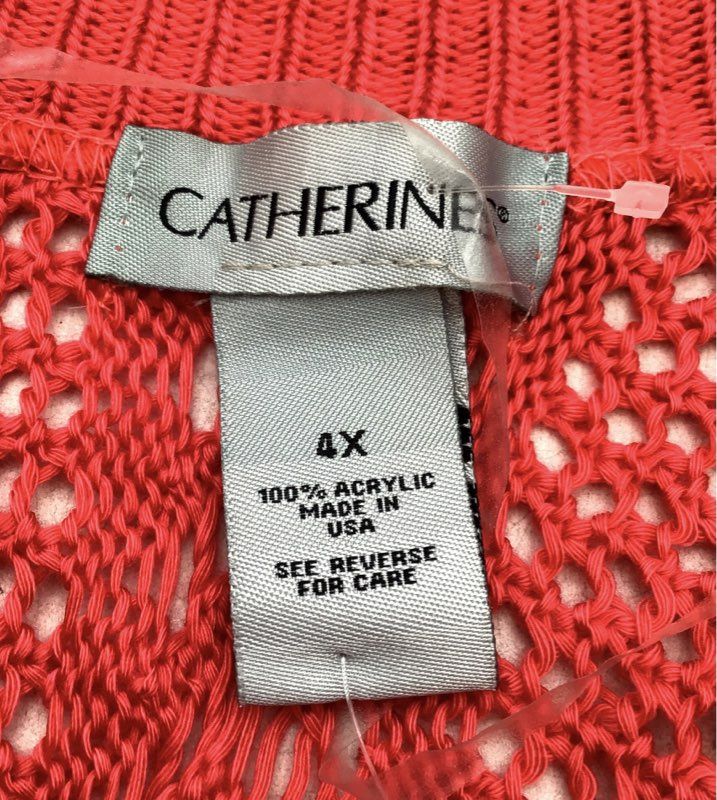 NWT Catherines Women&#39;s Red Dolman Sleeve Knitted Cardigan Sweater - Size 4X