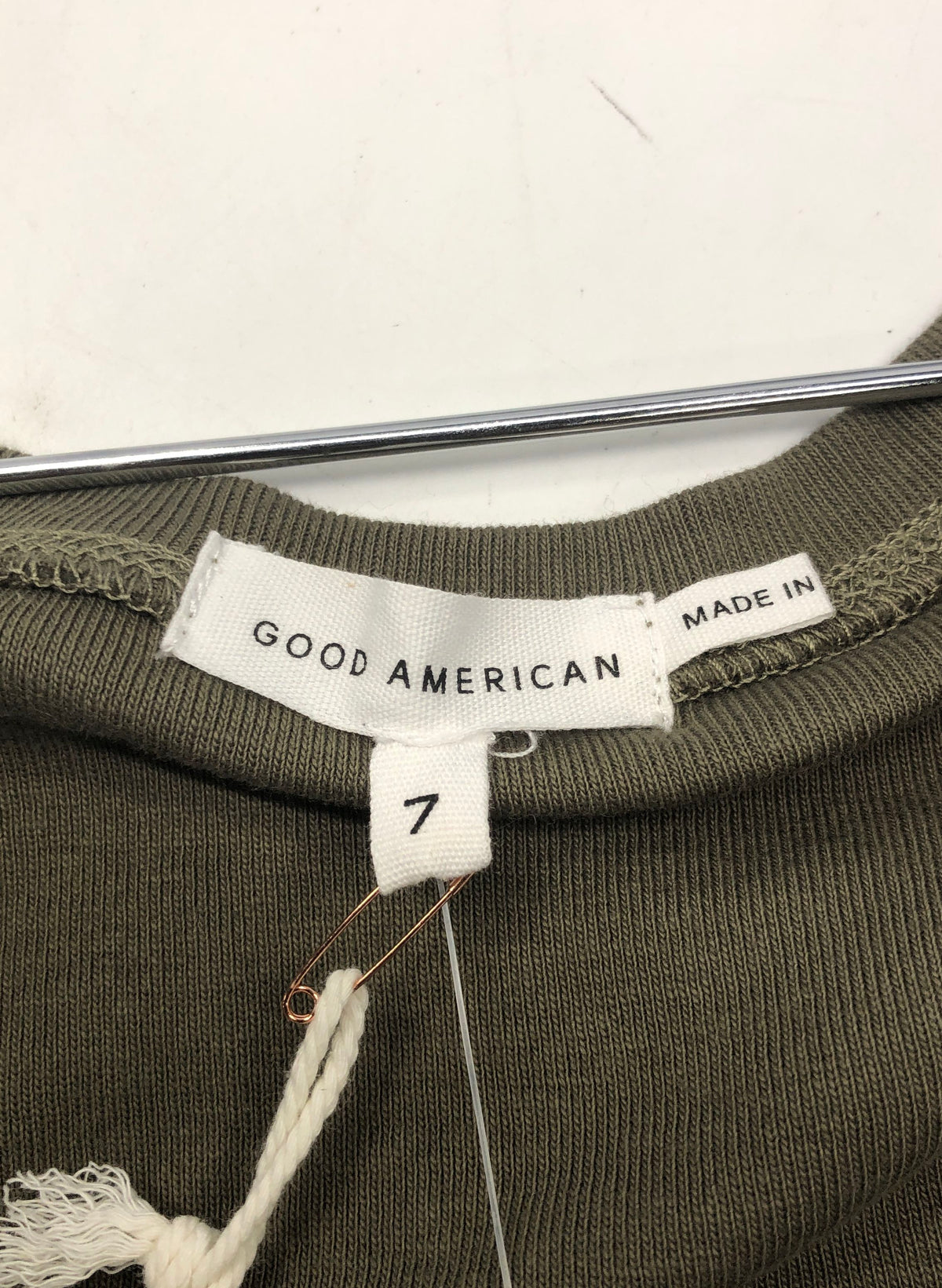Good American Women's Sea Turtle Green Organic Cotton Ruched Tank Dress Sz 7 NWT