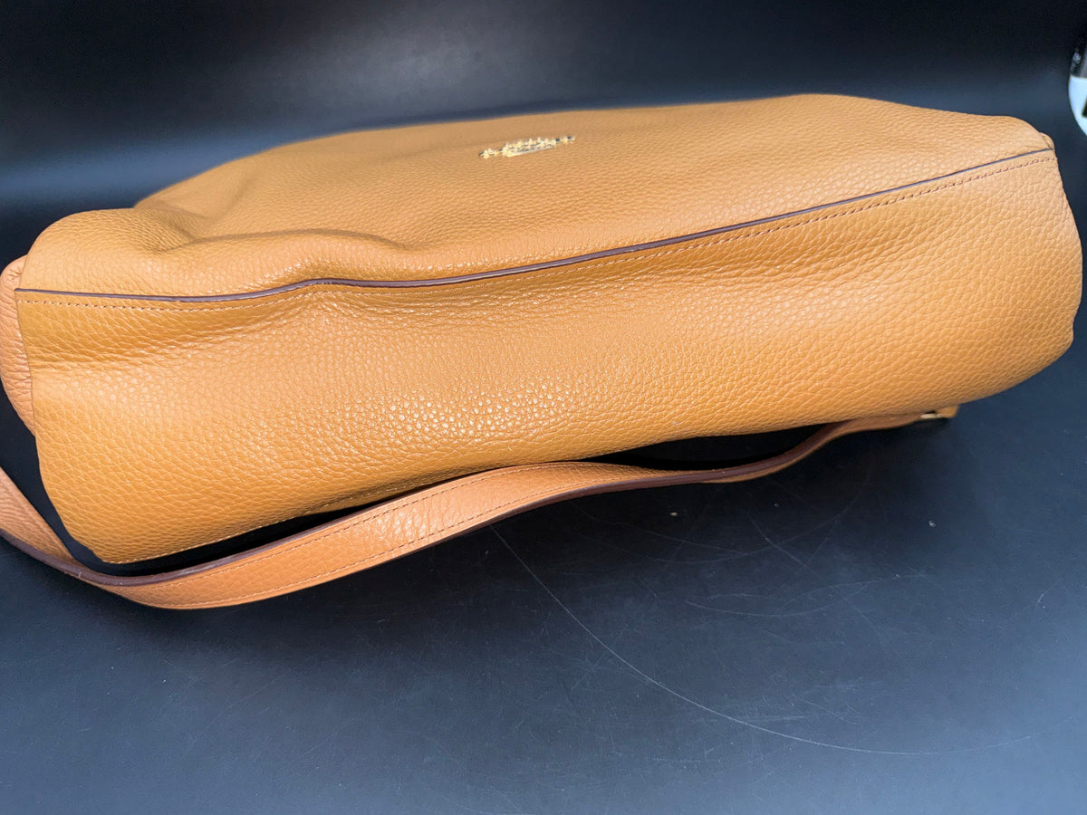 Coach Tan Pebbled Leather Mia Shoulder Bag Crossbody Gold Hardware COA