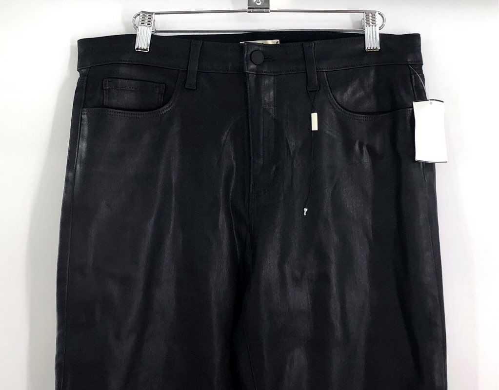 L'Agence Women's Margot High Rise Skinny Coated Black Pants NWT Sz 31