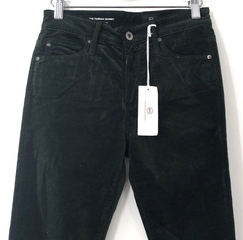NWT AG Women's Green The Farrah Skinny High Rise Corduroy Pants Size 25