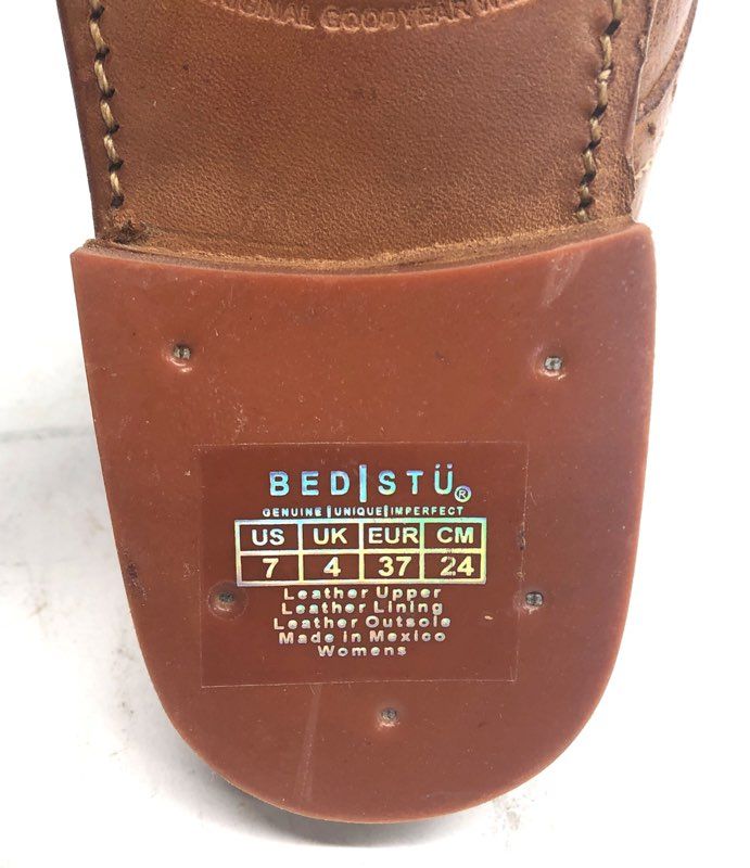 Bed Stu Mickie Distressed Brown Leather Wingtip Cobbler Mule Shoes Women's Sz 7
