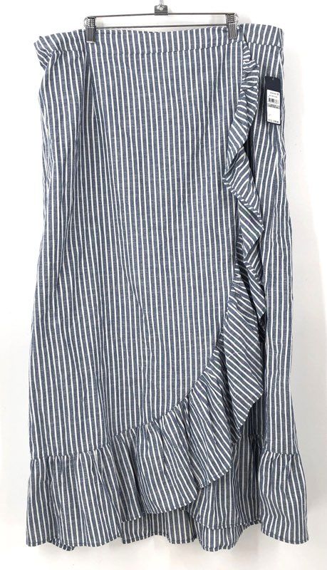 NWT Rachel Roy Women's Navy White Striped Wrap Skirt - Size 1X