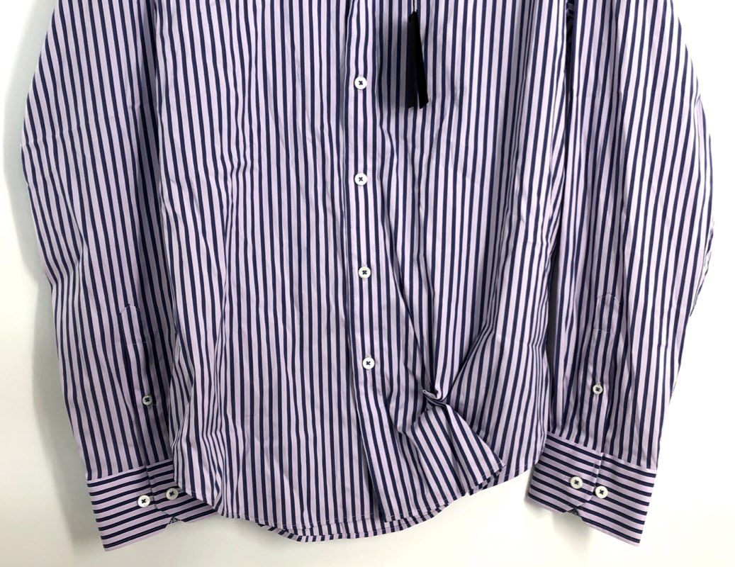 Bugatchi Men's Long Sleeve Button Down Shirt Lot 7 NWT Lavender Striped Sz M